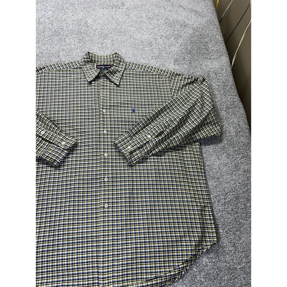 Ralph Lauren Blake Mens Button Down Shirt Blue Yellow Plaid 100% Cotton Size LT - Picture 3 of 7